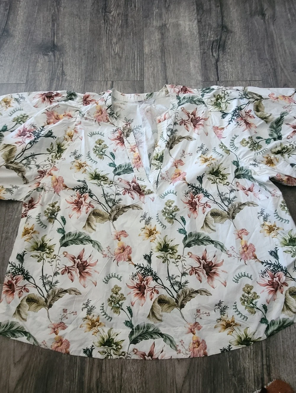 Anthropologie V-Neck Puff-Sleeve Popover Blouse